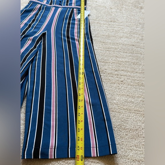 1901 Jumpsuit Romper Size XS Blue Pink Striped Casual Church Workwear Party Fall - Picture 11 of 13
